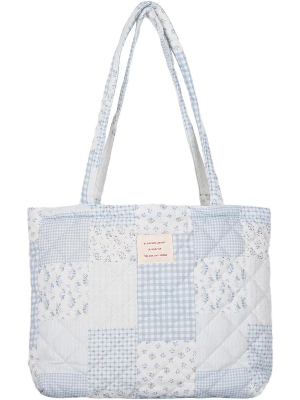 Floral Quilted Cotton Shoulder Bag for Women Daily Use Medium Size Handbag Large